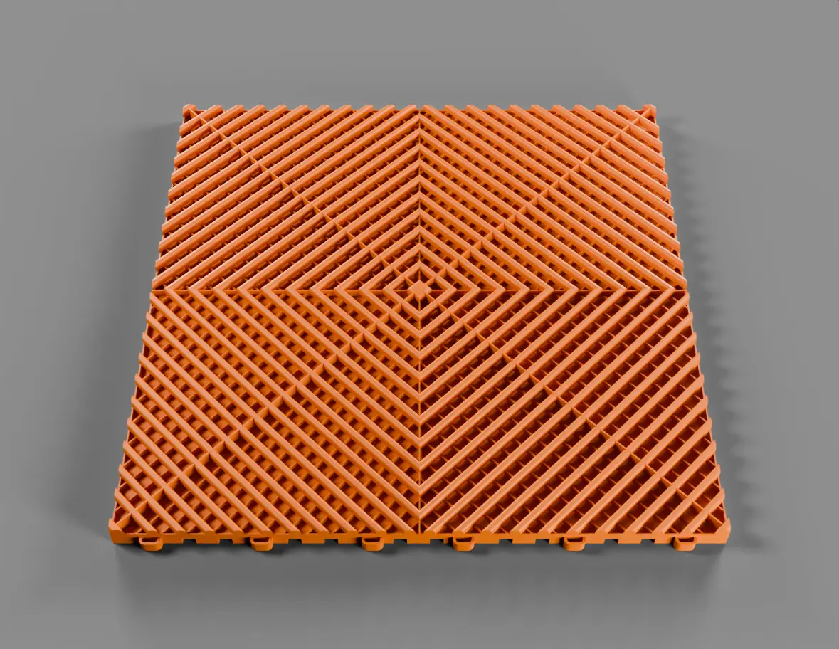 Bild der orangenen Klickfliese von Ace Customs.